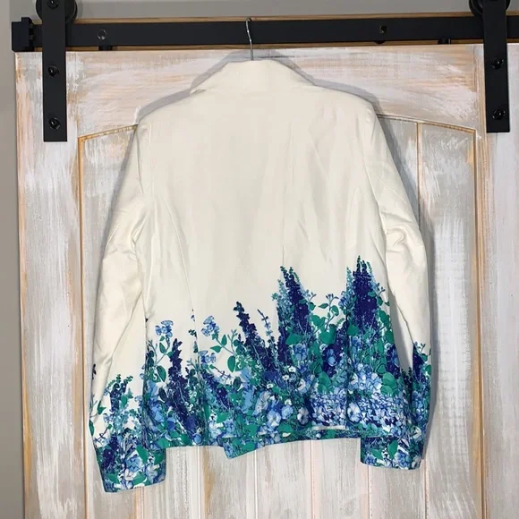 Dennis Basso Blue Floral Print Jacket NWOT - Picture 2 of 6